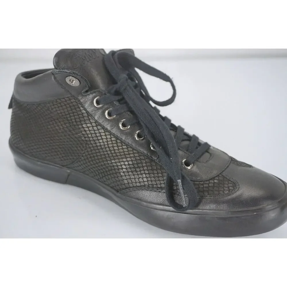Jimmy Choo Varley Lace Up Black High Top Sneakers Shoe SZ 42 12 Wide New